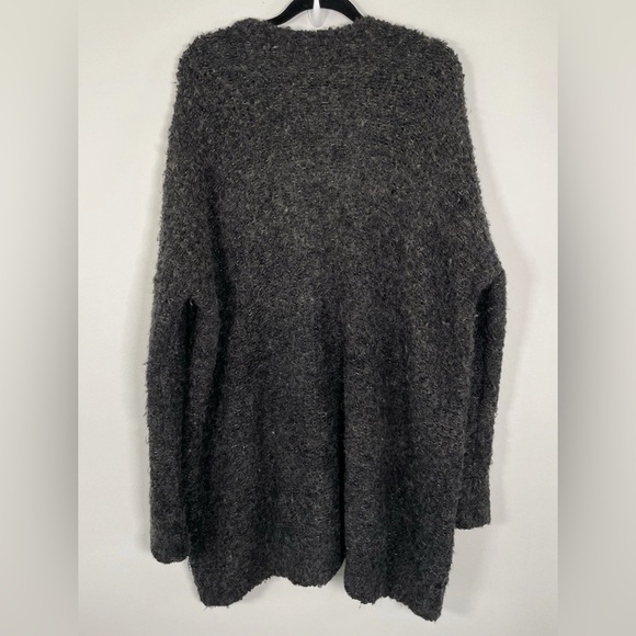 Free People Alpaca Wool Blend Sweater Size Large Grandpa Cardigan Oversized Gray - Picture 4 of 10